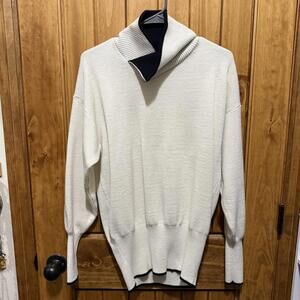 Vintage Marc‎ Lewis Cozy Knit Sweater - Cream & Black Trim - Size L